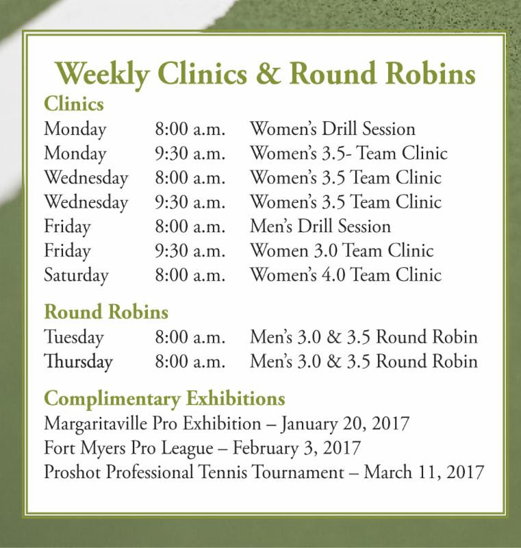 Weekly Clinics & Round Robins